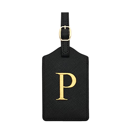 Luggage Tag PU Leather for Suitcase Baggage Handbag Travel Bag Label Suitcase Tag Suitcase Label Tag w. Name Card & Privacy Cover (P)