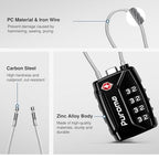 1 Pack TSA Approved Luggage Locks 4 Digit Code Cable Lock Black (Basic Black)