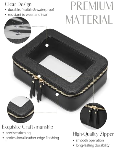 Clear Makeup Bag with Zipper (Black / Mini & Medium)