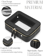 Clear Makeup Bag with Zipper (Black / Mini & Medium)