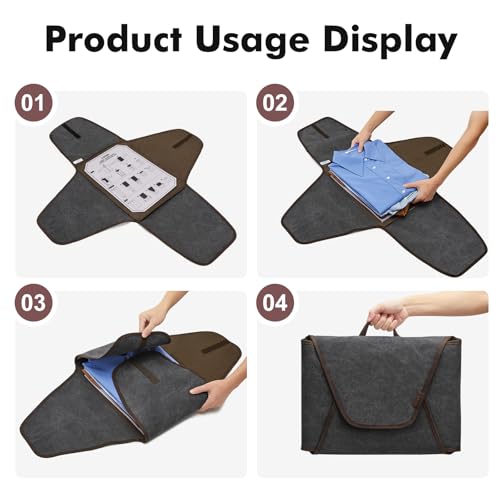 Garment Folder Compression Packing Cubes Suitcase Organizer Bags (Black)
