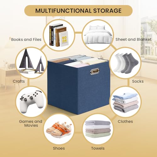 13x13x13 Storage Cube Basket Bins (13×13×13/4pcs / Army Blue)