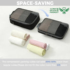 4 Set/6 Set/8 Set Compression Packing Cubes Travel Accessories Expandable Packing Organizers (Half Mesh, 8-Jet Black) (8-Jet Black / Half Mesh)