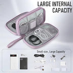 PU Leather Cable Organizer Double Layer Travel Pouch (Purple / M)