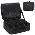 Makeup Bag Travel Makeup Train Case Large Capacity Cosmetic Case Professional Portable Makeup Brush Holder Organizer and Storage Box with Adjustable Dividers Black (Small / Black)