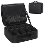 Makeup Bag Travel Makeup Train Case Large Capacity Cosmetic Case Professional Portable Makeup Brush Holder Organizer and Storage Box with Adjustable Dividers Black (Small / Black)