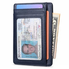 Slim Minimalist Front Pocket RFID Blocking Leather Wallets for Men and Women (Small / Alaska Blue)