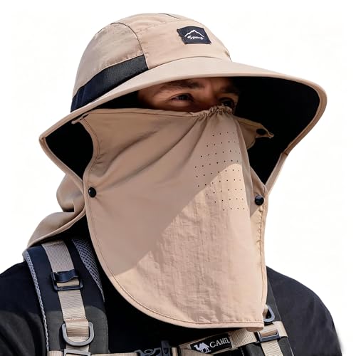 Outdoor Sun Hat for Men Women (1pack--khaki(face Cover))