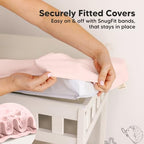 2 Pack Organic Changing Pad Covers for Girl (Mist Rose / 100% Cotton)