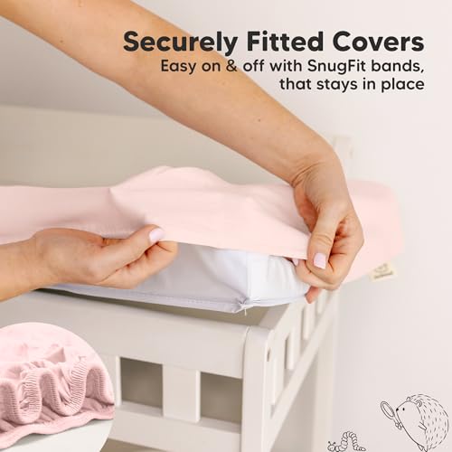 2 Pack Organic Changing Pad Covers for Girl (Mist Rose / 100% Cotton)