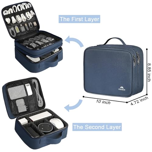Cord Organizer Case with Adjustable Divider (Blue / Medium)