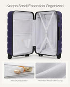 Luggage Set 3 Piece Lightweight Durable Hardshell (Deep Purple)