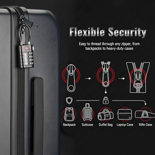 TSA Approved Luggage Locks with Search Alert Indicator (Black)