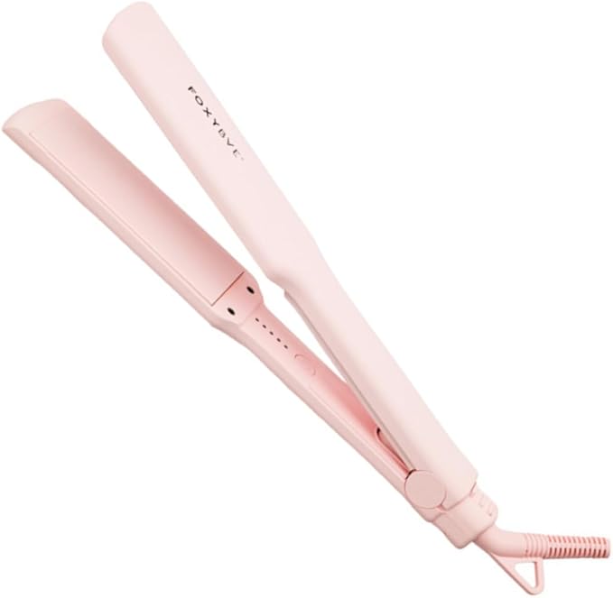 FoxyBae Sleek & Slay 1.75" Wide Plate Ceramic Flat Iron - Blush - Hair Straightener - Portable Professional Hot Tools - Healthy Hair Guaranteed - Dual Voltage - [146W]