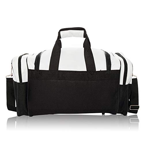 17" Blank Duffle Bag Duffel Bag Travel Size Sports Durable Gym Bag (White)