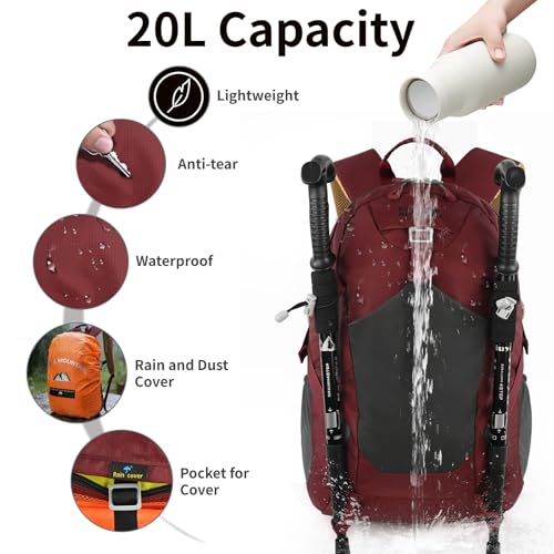 20L Hiking Backpack With Rain (Red 2.0 / 20L)
