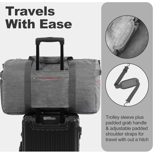 65L Foldable Duffle Bag with Shoes Compartment (Textured Grey / 65L)