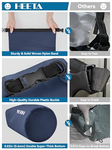 Waterproof Dry Bag Backpack with Emergency Whistle (10L / Dark Blue)