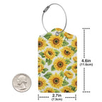 Lovely Sunflower Leather Luggage Tag with Stainless Steel Ring (2 PCS / Lovely Sunflower)
