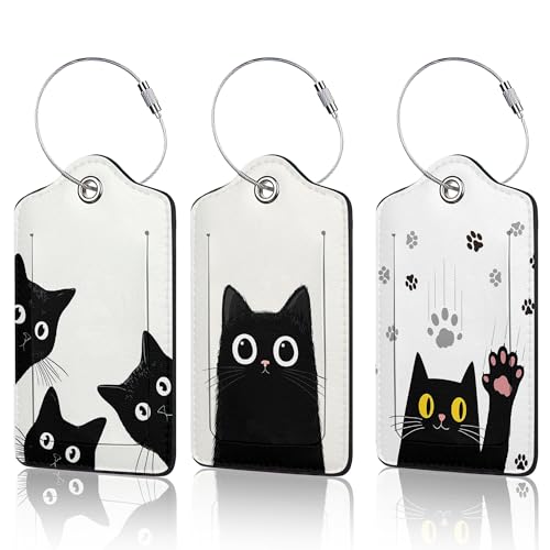 Black Cat Luggage Tag for Suitcase (Black Cat)