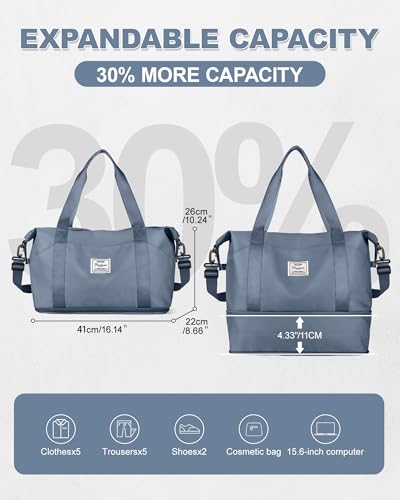 Weekender Duffel Bags for Travel Women Carry On Personal Item 18x14x8 Gym (A92-JewelBlue-expandable / X-large)
