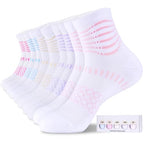 Ankle Compression Socks Women Men Plantar Fasciitis Relief 5 Pairs (Large / White-multi Color Mix(5 Pairs))