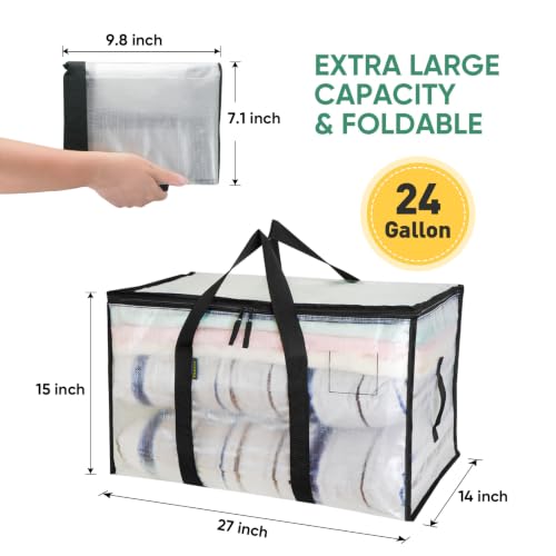 8 Pack Oversized Moving Bags with Reinforced Handles (8-Pack / Clear)