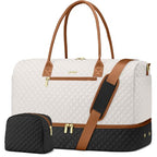 Travel Weekender Duffle Bags for Women (51-Black White Brown / Large)