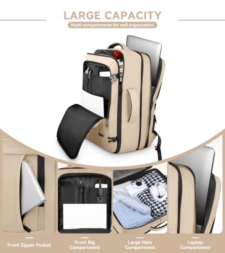 Carry On Backpack for Women (Creambeige / 18.4 Inch (22''x14''x11''))