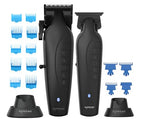 2-in-1 Vader Clipper & Trimmer Kit | Cordless Beard Trimmer & Mens Clippers Set for Barbers or Home | with DLC Coated Blades | Black (Black Kit)