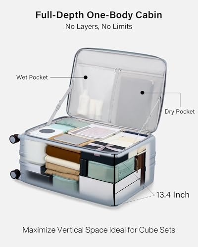 Expandable Large Checked Luggage (Grey / 28 Inch EXT)