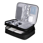 Double Layer Cable Organizer Bag Portable Travel Digital Storage (dark black)