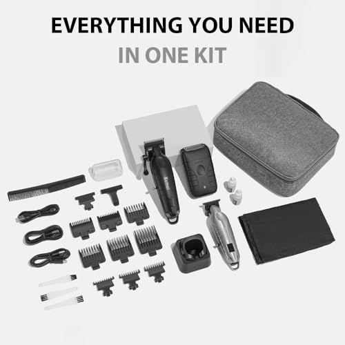 KM-2293 3-Piece Cordless Barber Kit with Foil Shaver, Silver (Silver)