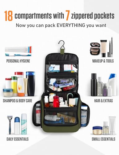 Hanging Travel Toiletry Bag (Dark Green)