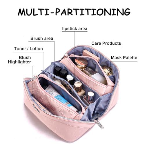Travel Makeup Bag Cosmetic Bags for Women (G-3-Pink)