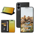 Custom Wallet Phone Case for Samsung Galaxy S25 Edge with Photo (Galaxy S25 edge / Black-A)