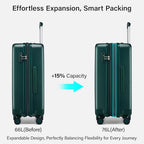 24 Inch Luggage with Spinner Wheels (Blackish Green / 24 Inch EXT)