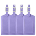4 Pack Leather Luggage Tags for Suitcases Travel Labels Purple (Purple)