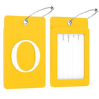 2 Pack Initial Luggage Tags for Suitcases Airplane Travel Essentials (Large O / Yellow)