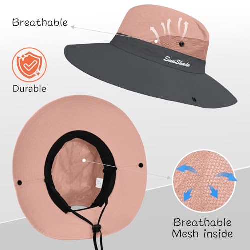 Women's Ponytail Safari Sun Hat (6 3/4-6 7/8 / 1-pink/Arm Sleeves)