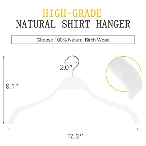 Slim Wooden Hangers with Extra Soft Non (White / 10 Pcs)