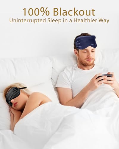 4 Pack Silk Sleep Mask (005 Black*2pcs & Blue*2pcs)