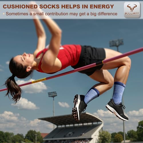 Men 6 Pack Athletic Compression Crew Socks for Running Gym Sports (7-8 / Purplish Blue 8425)