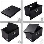 Collapsible Storage Bins with Lids [3 (Black / Medium(3-Pack))