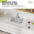 22x18 Inch Drop In Kitchen And Bar Sink (22x18 inch Stainless)