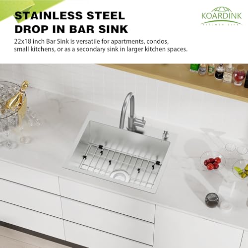 22x18 Inch Drop In Kitchen And Bar Sink (22x18 inch Stainless)