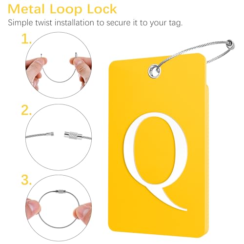 2 Pack Initial Luggage Tags for Suitcases Airplane Travel Essentials (Large Q / Yellow)