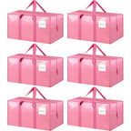 6 Pack Extra Heavy Duty Large Moving Bags with Strong Zipper (Pink / 6 Pack)