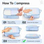 9 11 Set Compression Packing Cubes for Travel Essentials (Light Blue / 9 set)