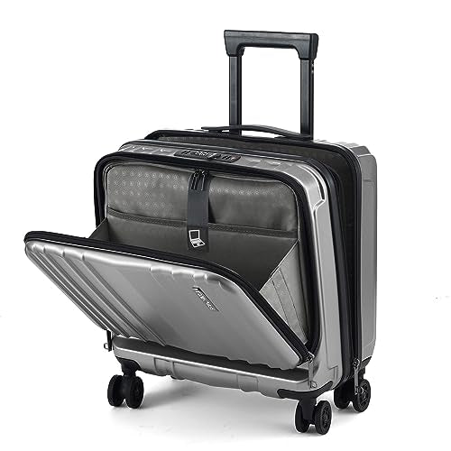 16" Carry on Luggage with 2 Laptop Compartments Airline Approved (Silver Grey / 16 Inch)